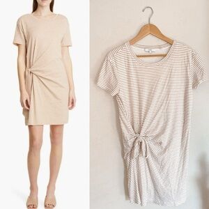 Vince | Striped Cotton Tie Waist Stretchy T Shirt Dress